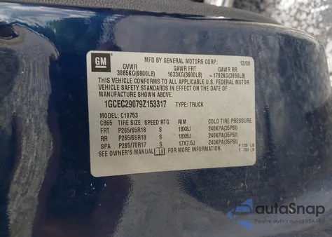 2009 Chevrolet Silverado 1500 Lt z USA, uszkodzony, nr VIN 1GCEC29079Z153317